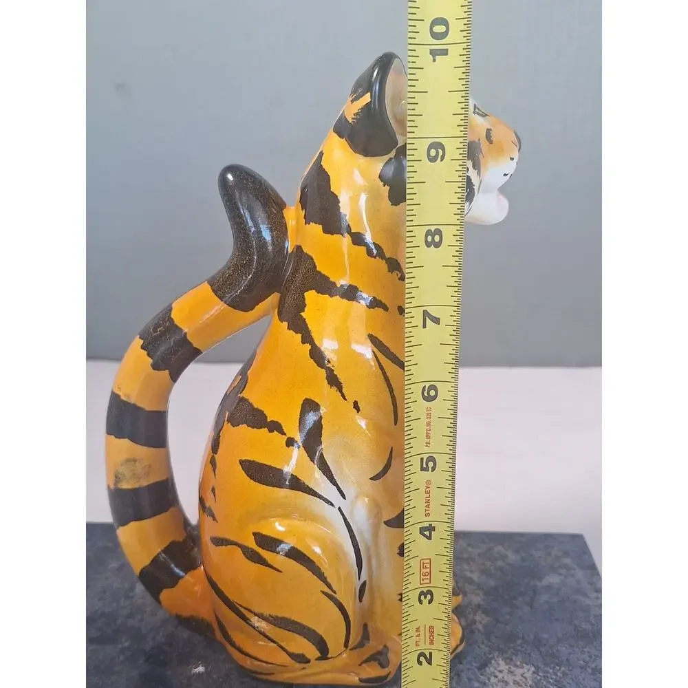 Vintage 1975 R.E.M.O Italy Tiger Ceramic Pitcher Decanter MCM Art Pottery- NM!